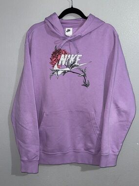 Nike Lavender Floral Logo Hoodie